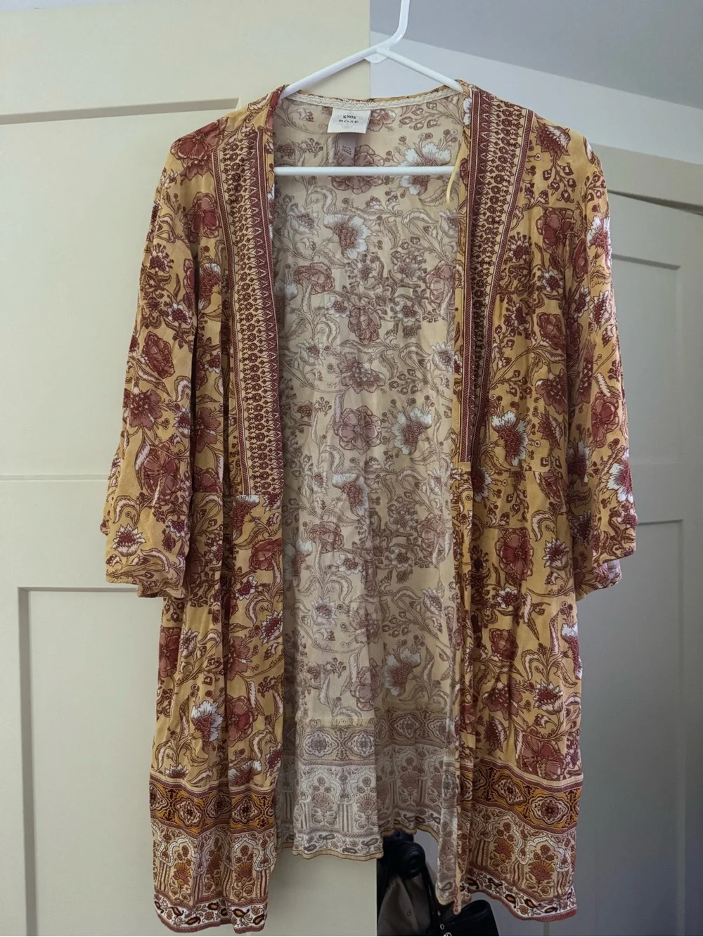 Knox Rose Mustard Floral Lightweight Kimono